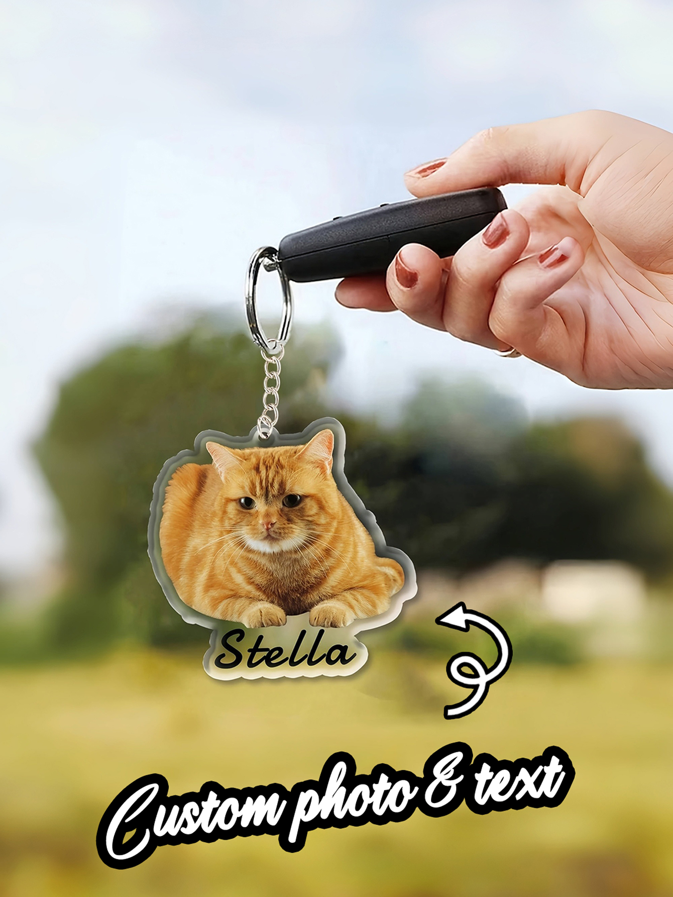 1personalized acrylic keychain, custom name and photo keychain, cat and dog acrylic keychains